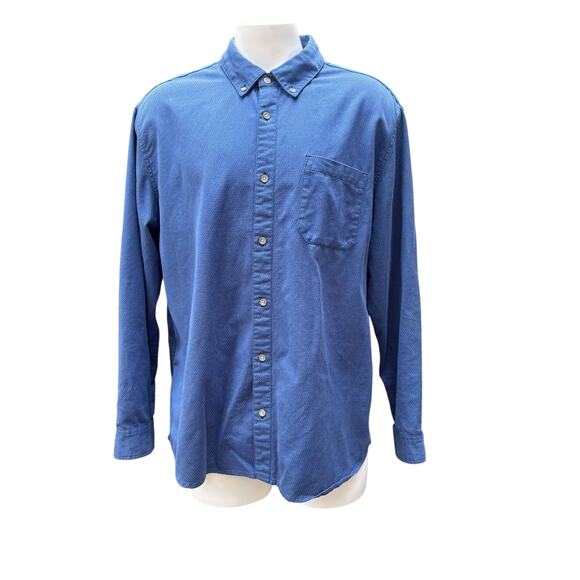 Carbon 2 Cobalt Blue Shirt Sz XL Pointillism Button Up Casual Classic - Picture 2 of 10